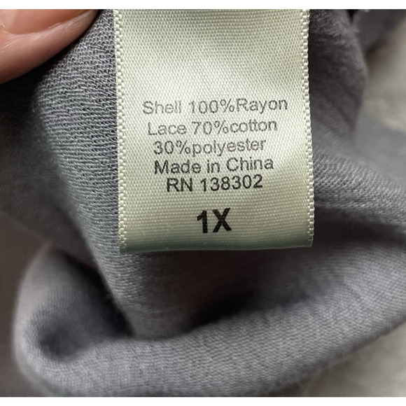 Loralette Tunic Top Blouse Womens 1X Gray V Neck Flutter Sleeve Flowy NWT $44 - Picture 4 of 8
